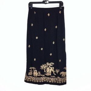 Vintage 90s Alfred Dunner African safari print midi skirt size 12